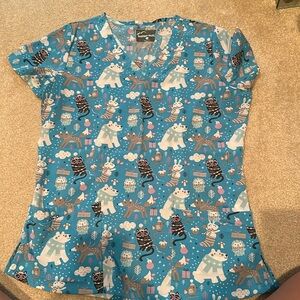 Printed scrub top
